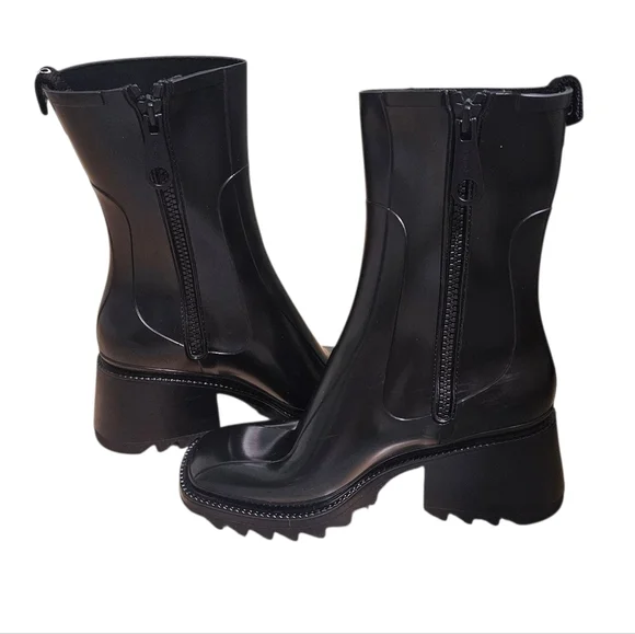 Chloé Betty Black Rubber Rain Boots – Size 41 - Picture 7 of 13
